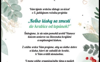 KOĽKO LÁSKY sa zmestí do krabice od topánok? – POĎAKOVANIE