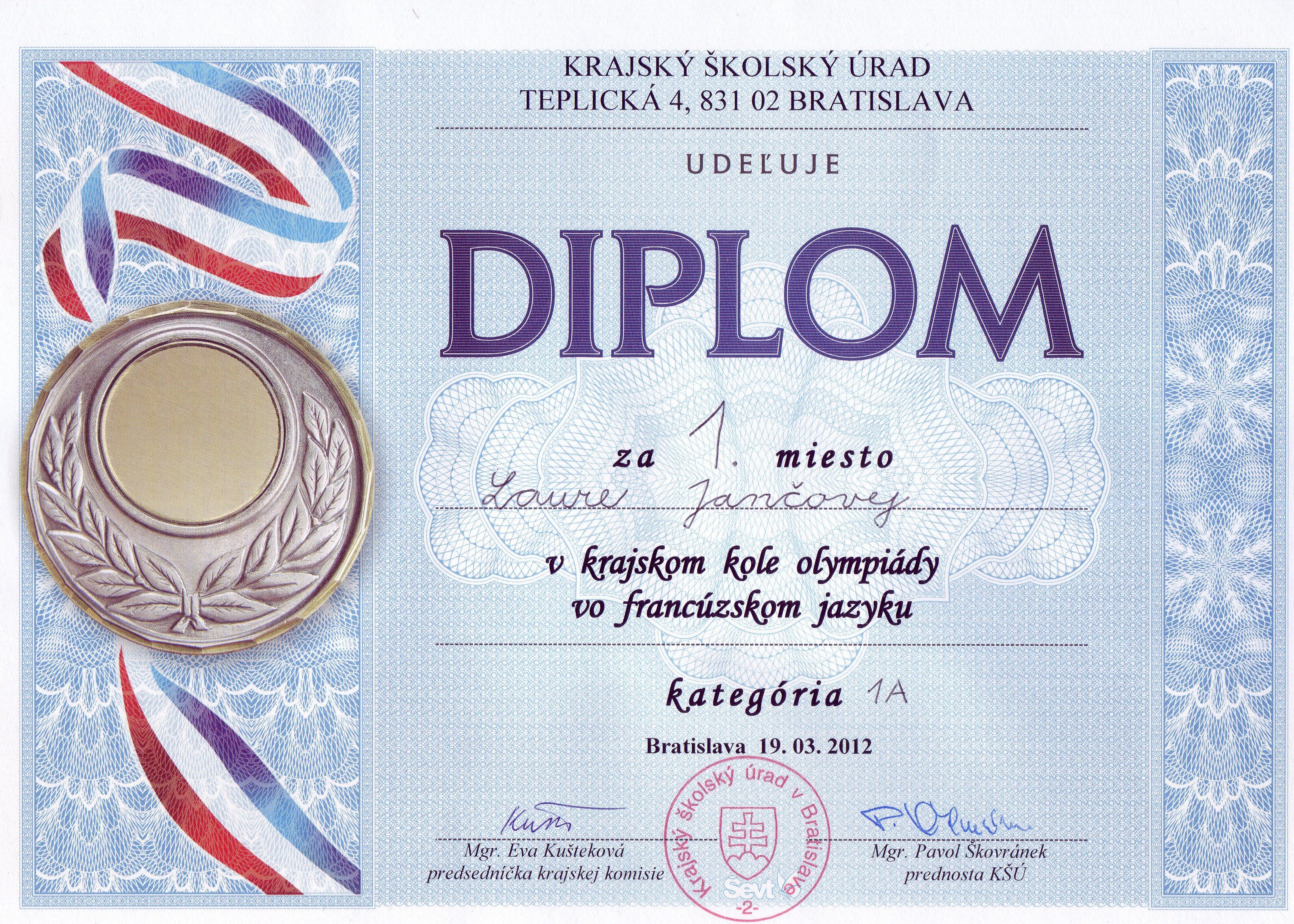 Úspech v krajskom kole Olympiády vo francúzskom jazyku